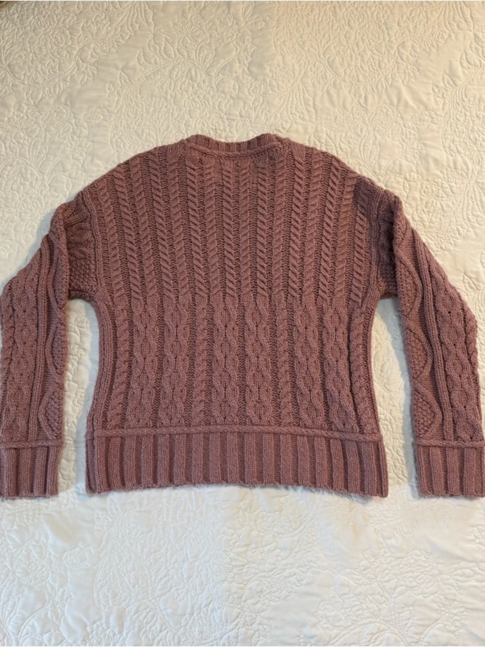 Lucky Brand Crew Neck Cable Knit Sweater in Dusty Rose - Picture 3 of 4